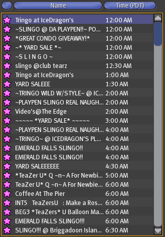 Second Life events